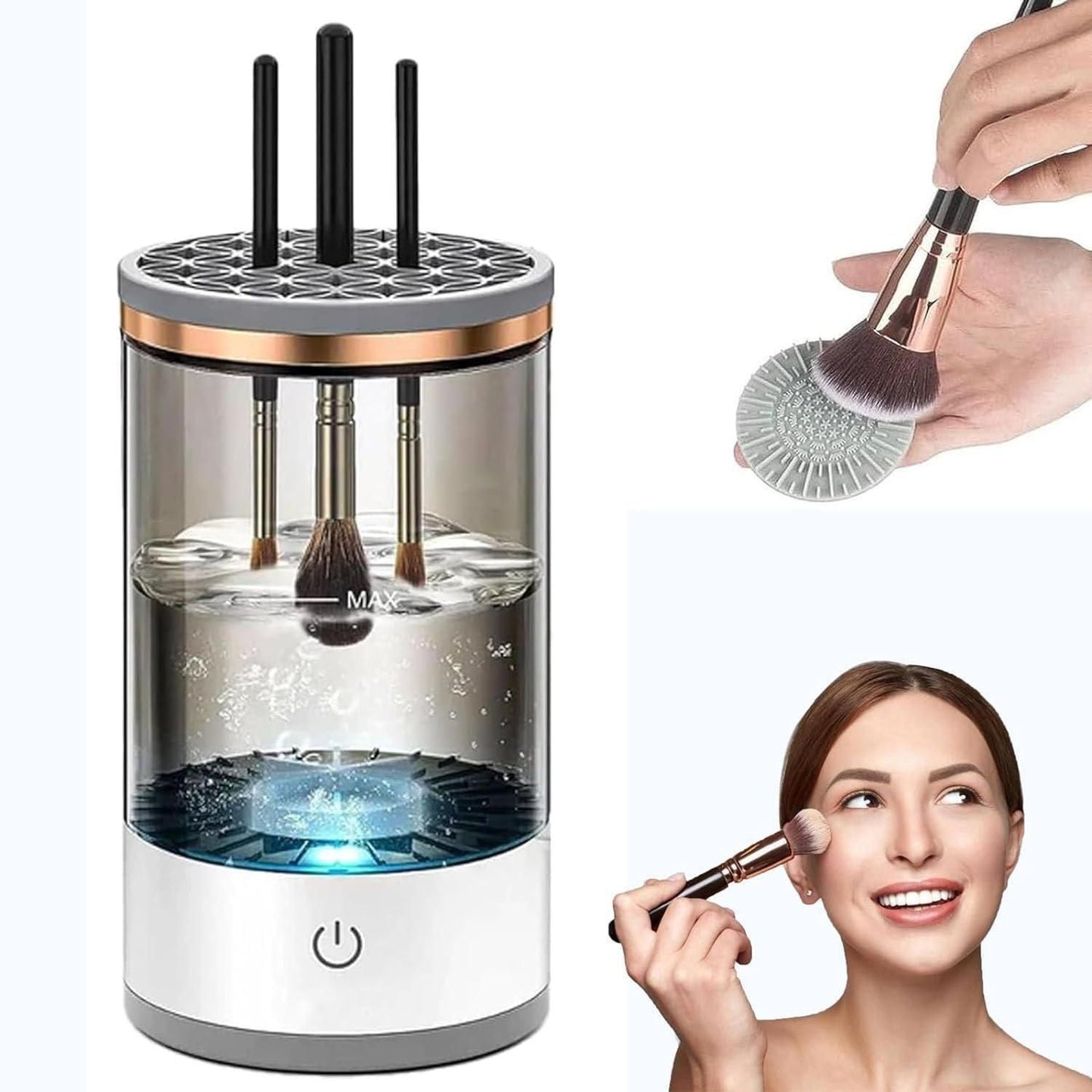 deep cleaning cosmetic brush cleaner, automatic brush washer for makeup brushes, electric rechargeable brush cleaner for cosmetics, makeup brush cleaner machine for medium skin tone, electric brush cleaning device for makeup tools