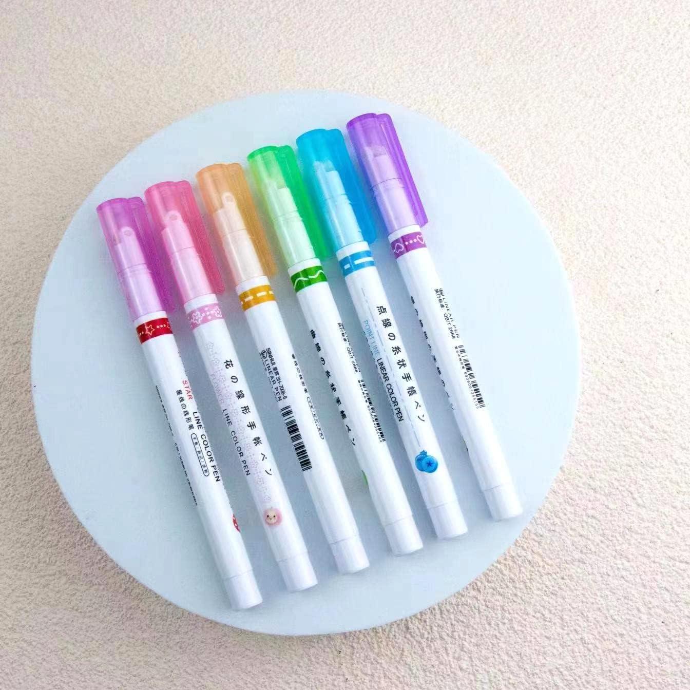 multicolor roller highlighters for creative work, 6 color roller pens for school and office supplies, smooth ink curve marker pens for doodling, creative stationery color pens for scrapbooking