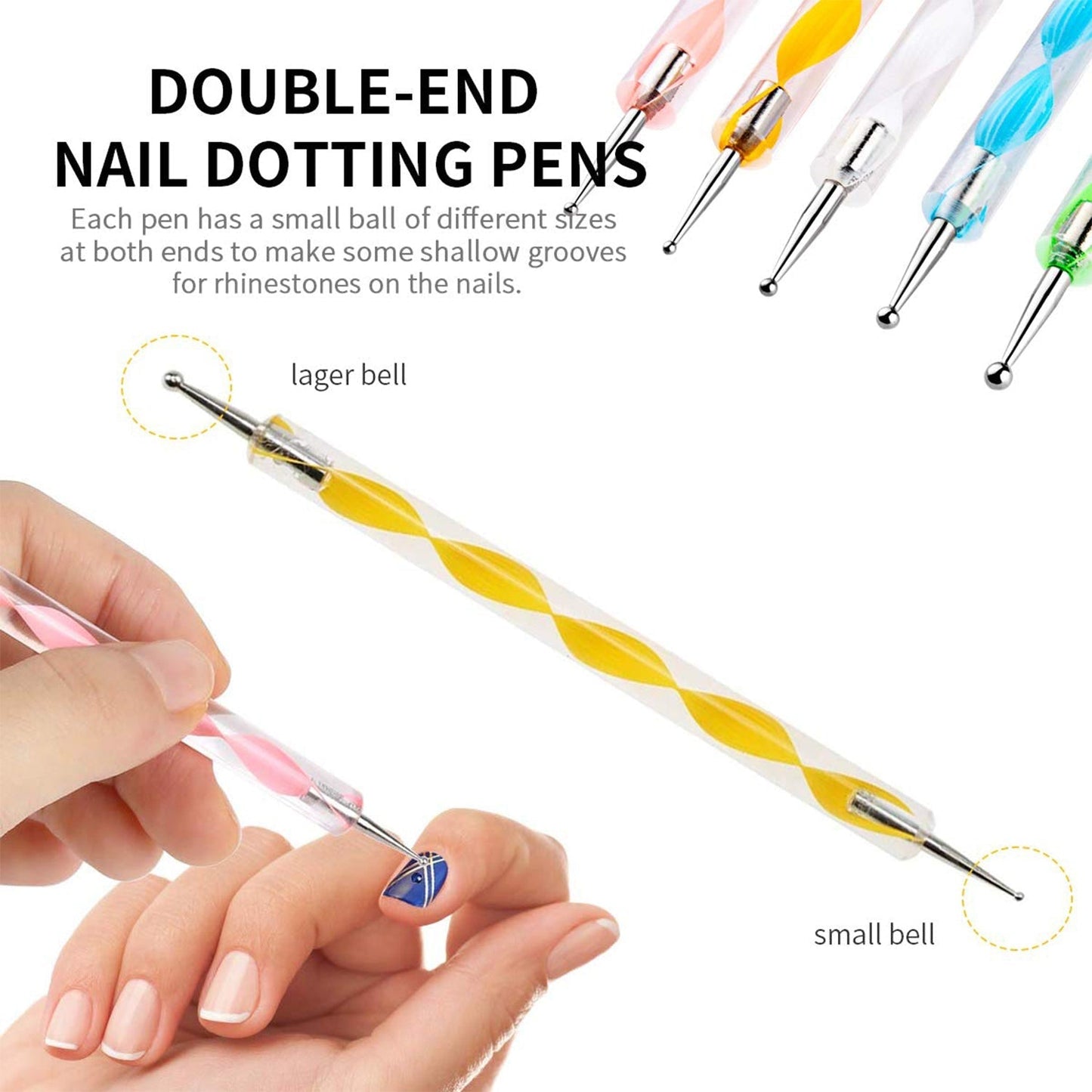 5 pcs nail art dotting pen set for DIY designs, professional nail dotting tools for women, nail art tools for home and salon use