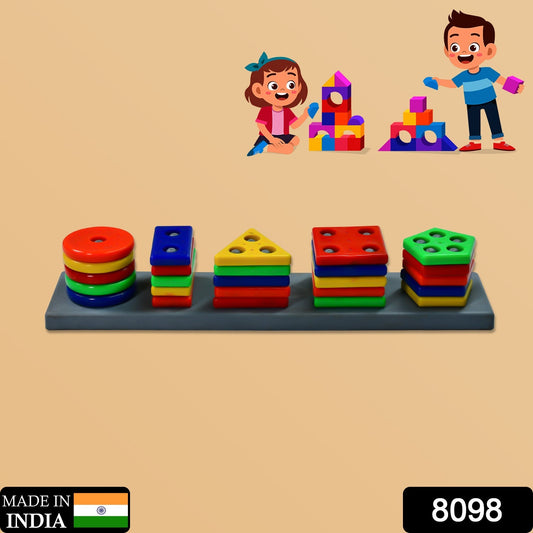 geometric shape toy, column blocks for kids, preschool educational toy, shape sorter, learning toy 3+ years, 5 column stacking blocks, cognitive skill toy