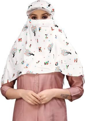 lightweight sun protection cap women casual, face mask attached summer cap for women, rayon printed cap for women outdoor use, summer outdoor cap with mask women’s casual, sun protection cap with face mask for women
