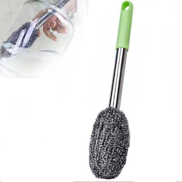 heavy-duty plastic and steel toilet cleaning brush, toilet brush for deep cleaning bathroom, durable toilet cleaner scrubber for bathroom use, steel handle toilet brush with plastic bristles,