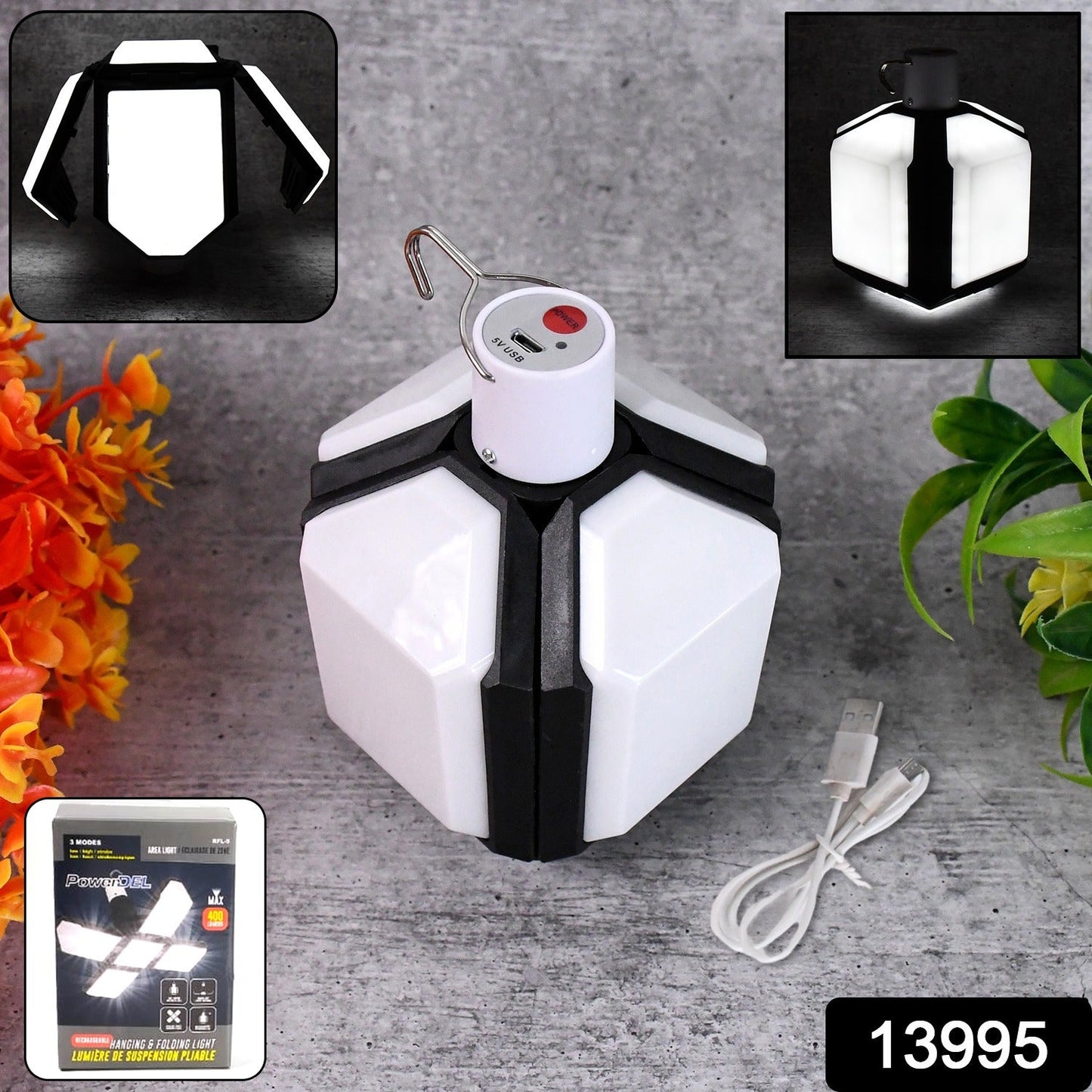 USB rechargeable camping lantern for hikers, compact folding light for power cuts and outdoors, energy saving LED hanging hook lamp, multi-purpose LED camping light for travel and home, durable rechargeable camping lamp with foldable design, hanging light for camping hiking fishing and night use