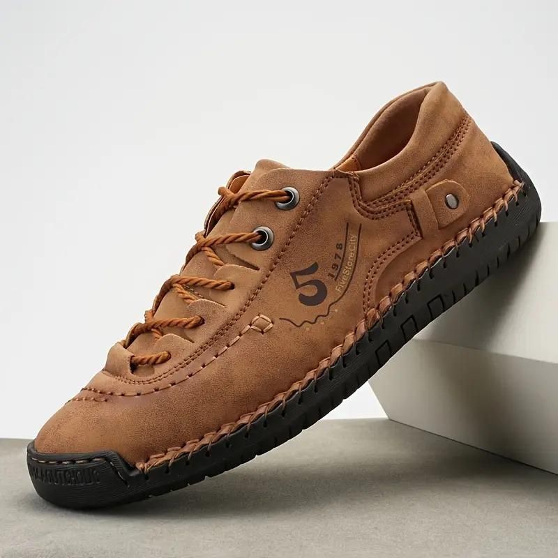 stylish tan casual shoes lightweight men, men’s synthetic leather tan shoes for daily wear, casual shoes tan synthetic leather rubber sole, lightweight men’s tan shoes casual footwear