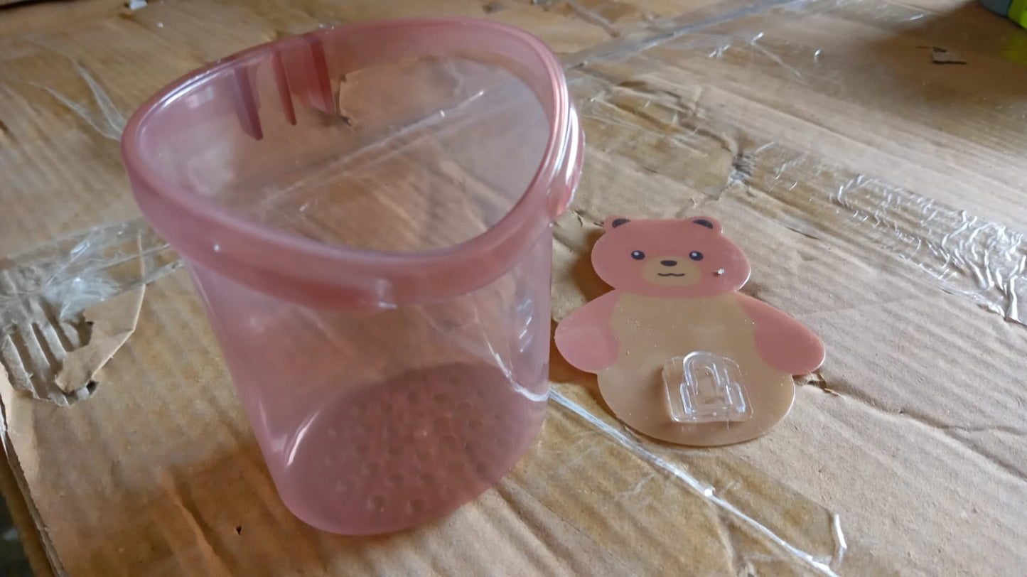 Multipurpose teddy bear wall mount holder, teddy bear toothbrush holder, kids bathroom organizer, wall mount toothpaste holder, plastic toothbrush stand, self adhesive bathroom holder, cute bathroom accessory for kids
