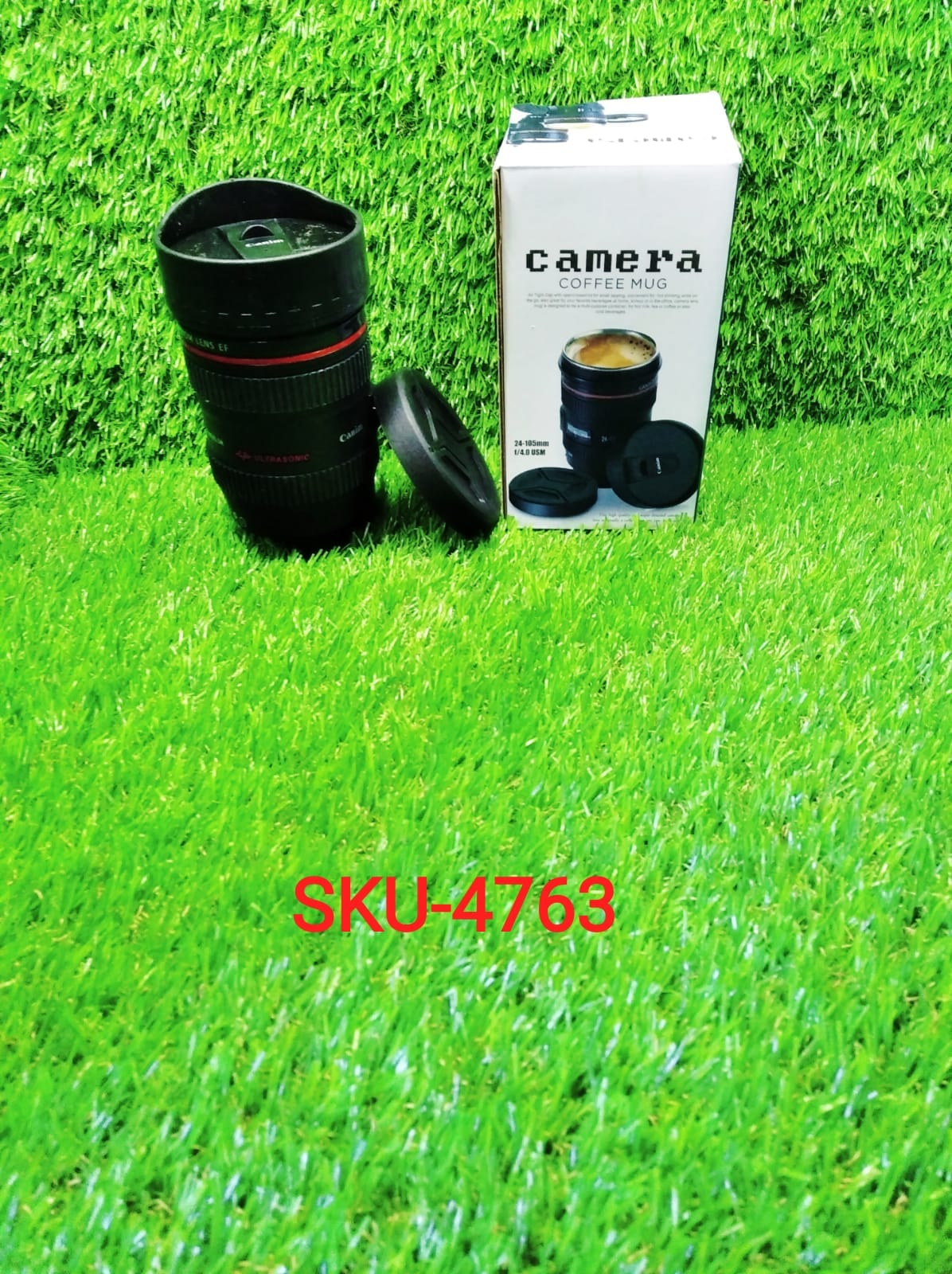 Coffee mug with a camera lens design in stainless steel, highlighting its unique and detailed look, camera lens coffee mug, photography mug, coffee mug with lid, 350ml travel cup, DSLR lens mug, coffee gift for photographers, insulated beverage mug