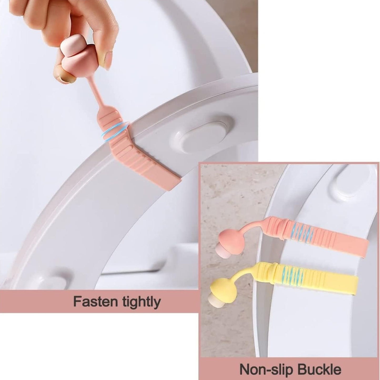 EasySeat Lifter Band, Adjustable reusable toilet seat lifter silicone band set 4 pcs