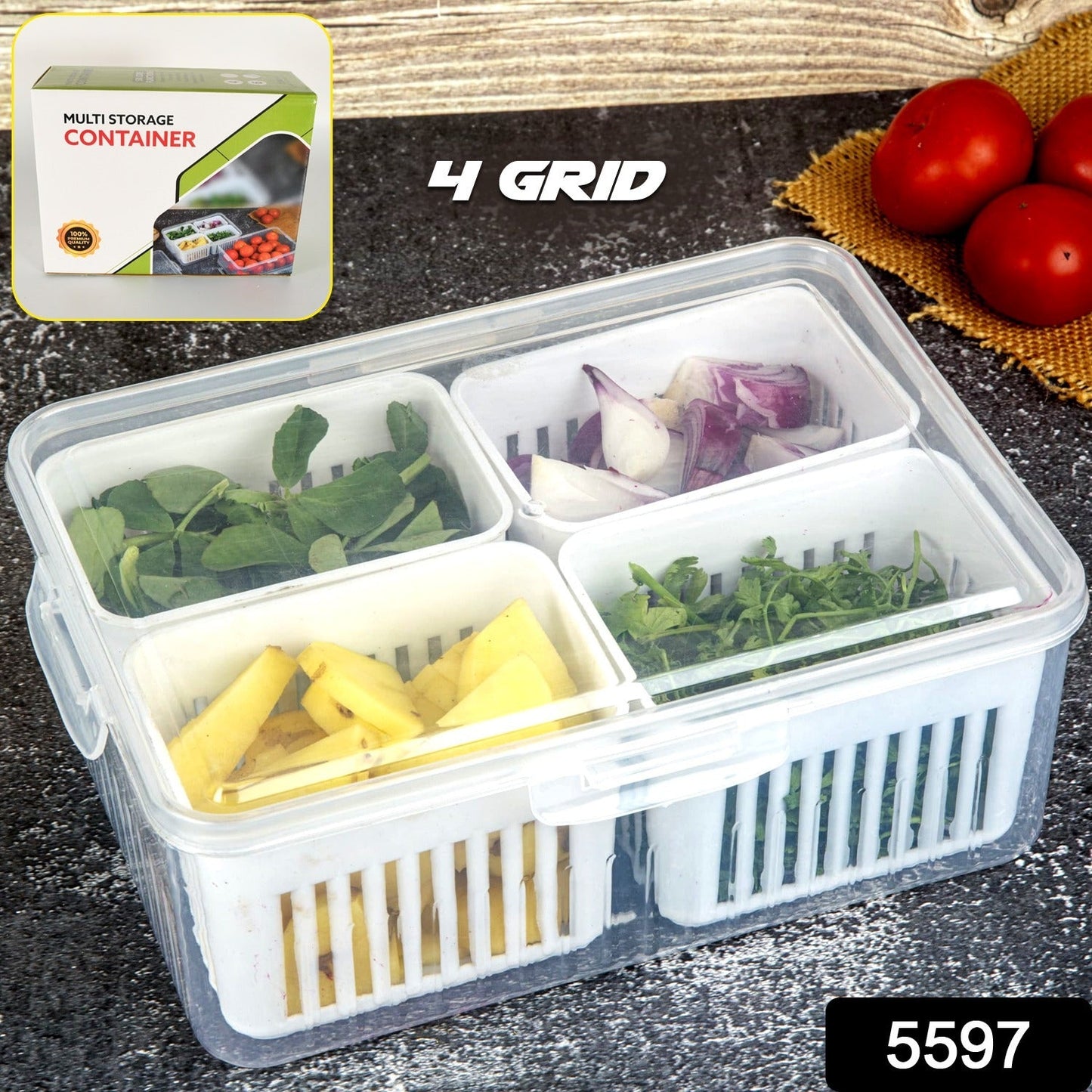 Kitchen fridge organizer with airtight seal and lid