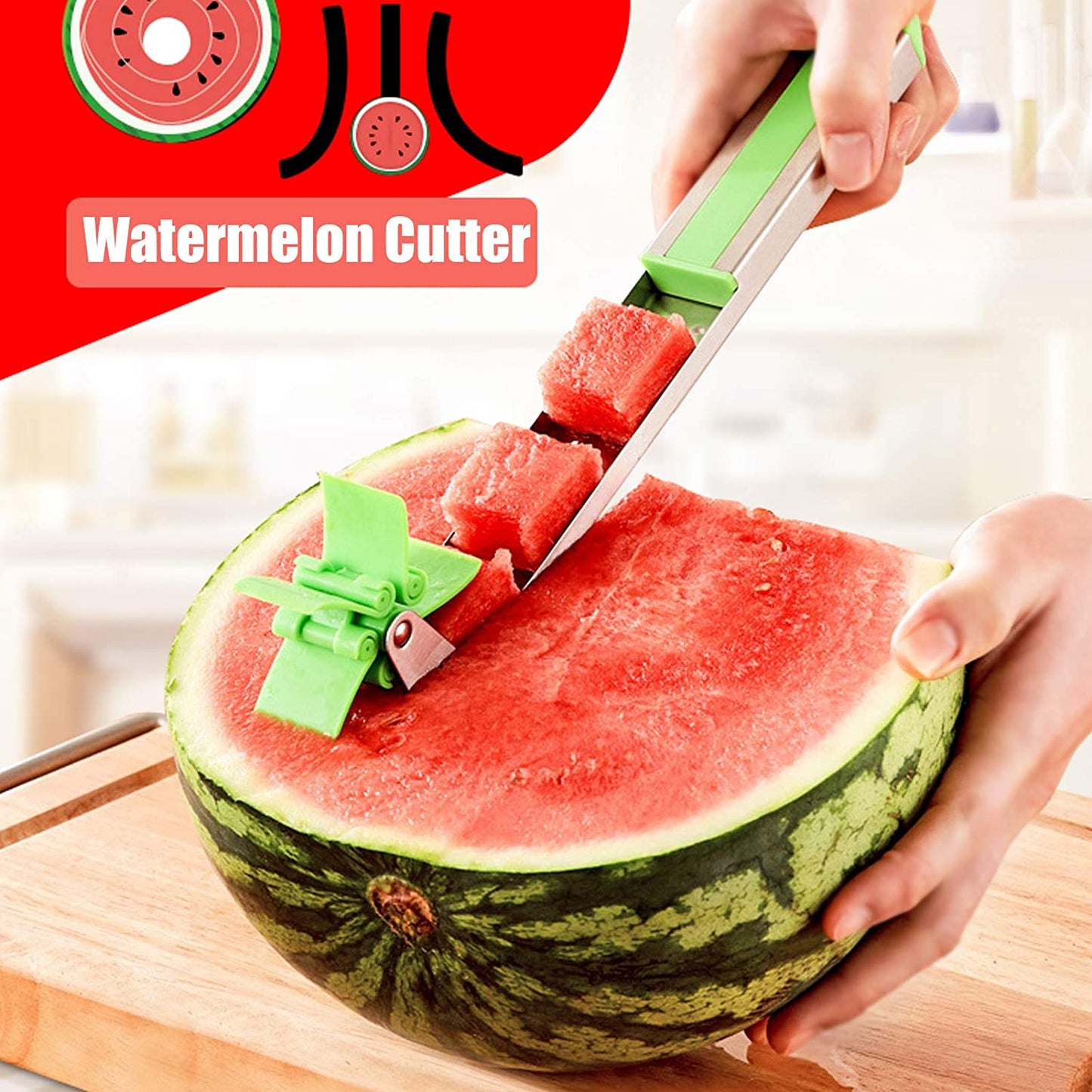 Innovative windmill watermelon slicer, safe for kids and family use