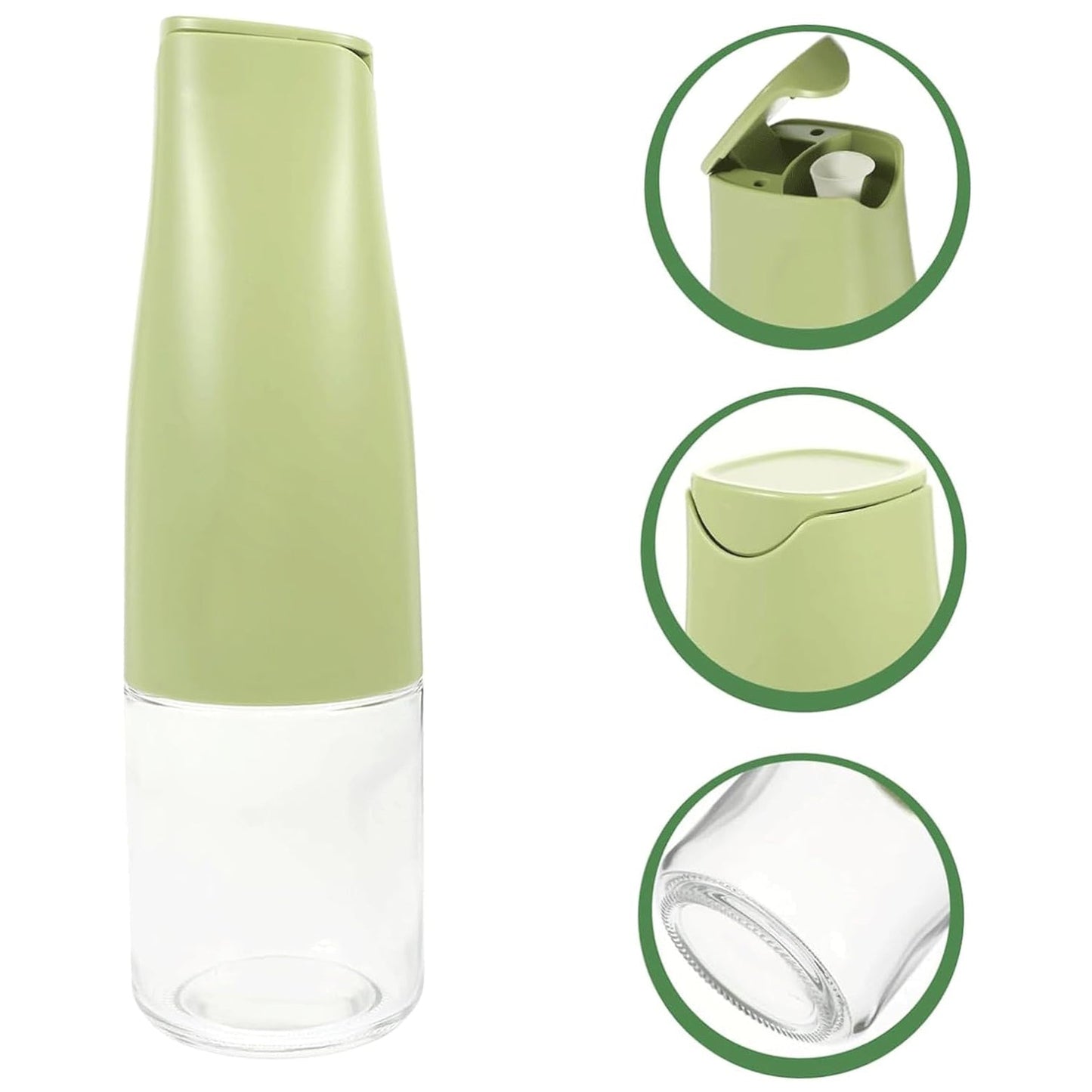 Leak proof oil dispenser with easy clean gravity spout and handle