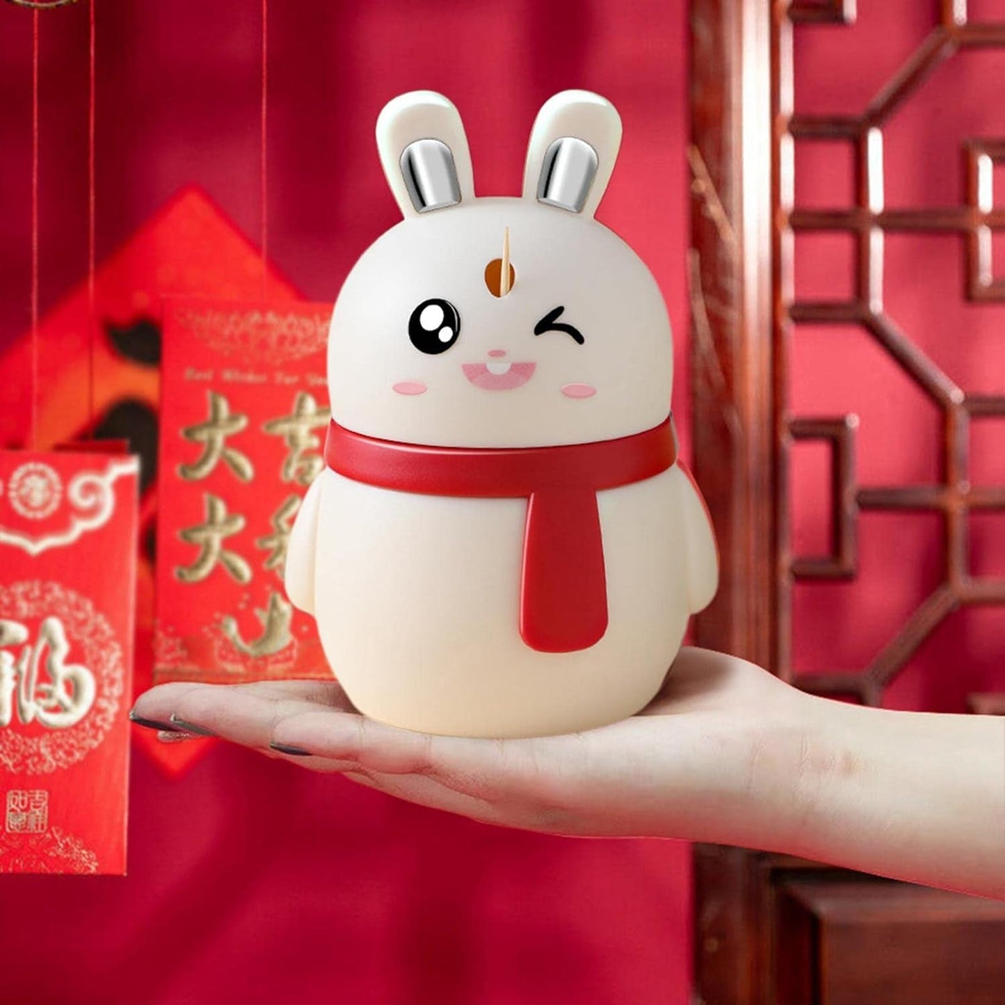 Close-up of durable plastic rabbit toothpick holder