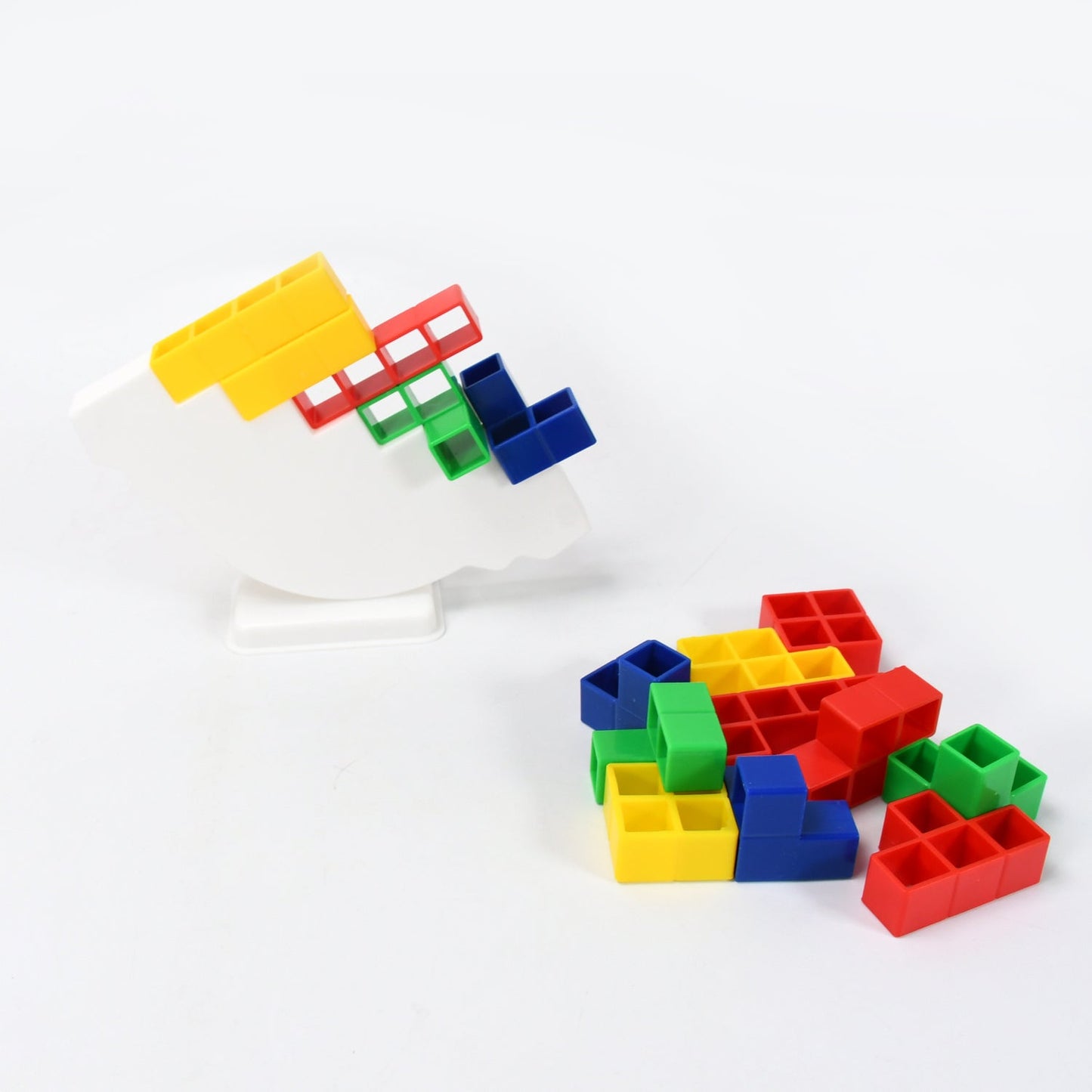 Colorful 16 pcs tower stacking block game on table
