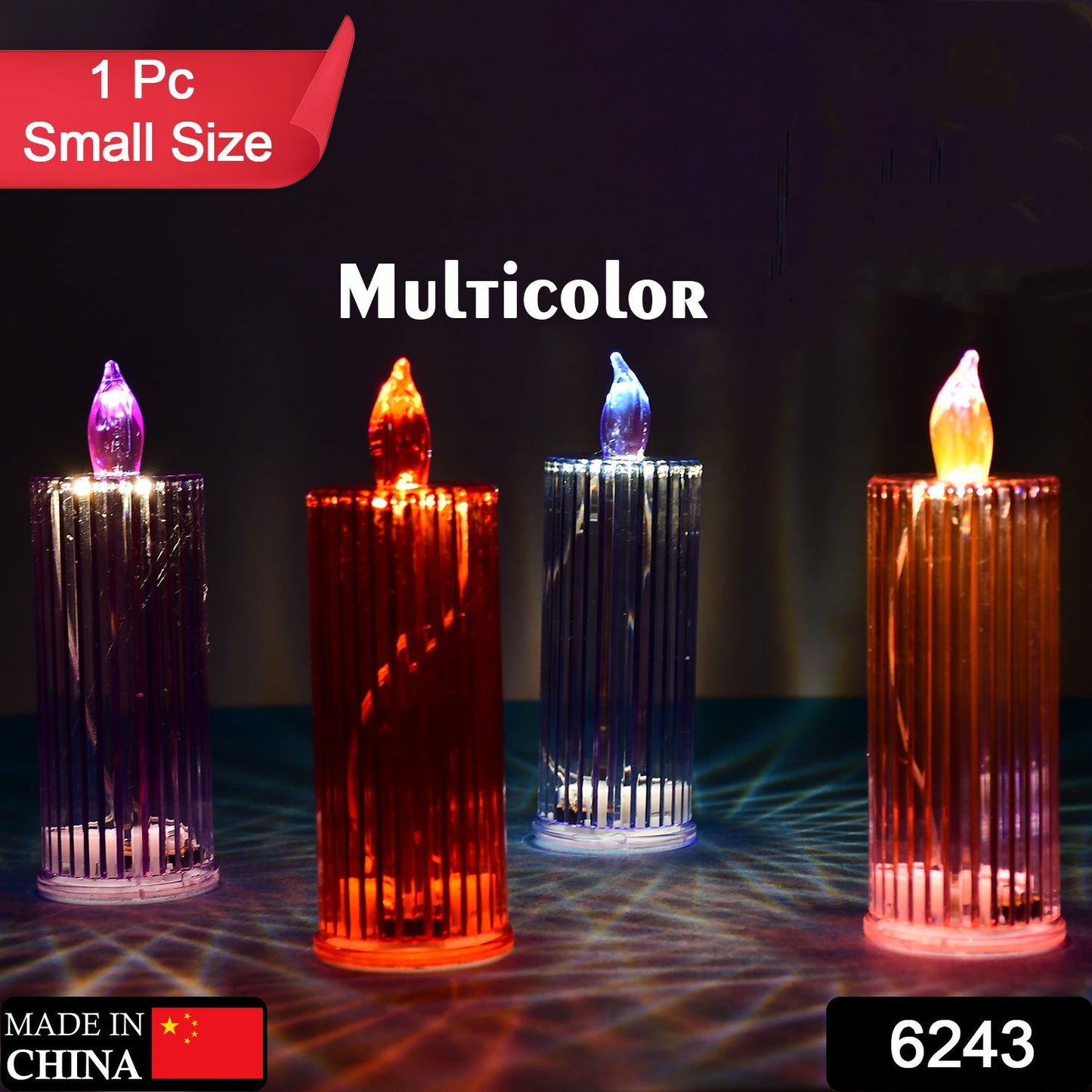 Multicolor battery LED candle with crystal transparent body