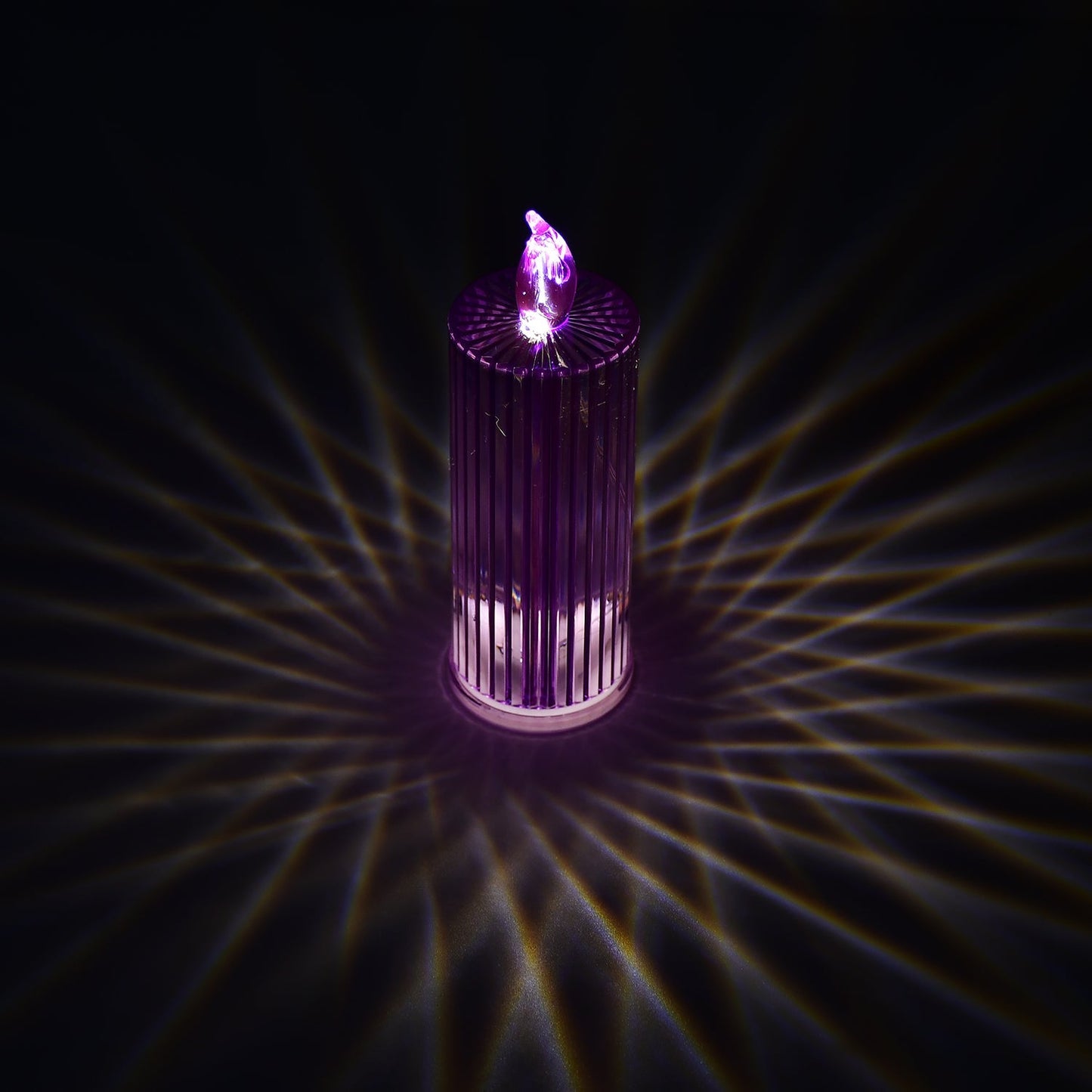Safe flameless battery candle with glitter swirling light