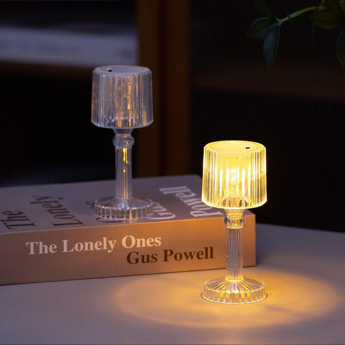 Small crystal design LED table lamp on office desk