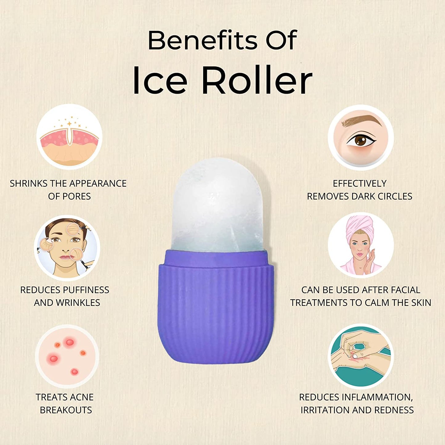 Benefits of Ice Roller, Puffiness and Wrinkle Reducing Face Massager