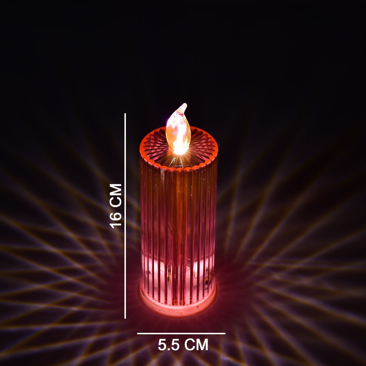 Dimensions of Battery powered multicolor LED candle with glitter effect