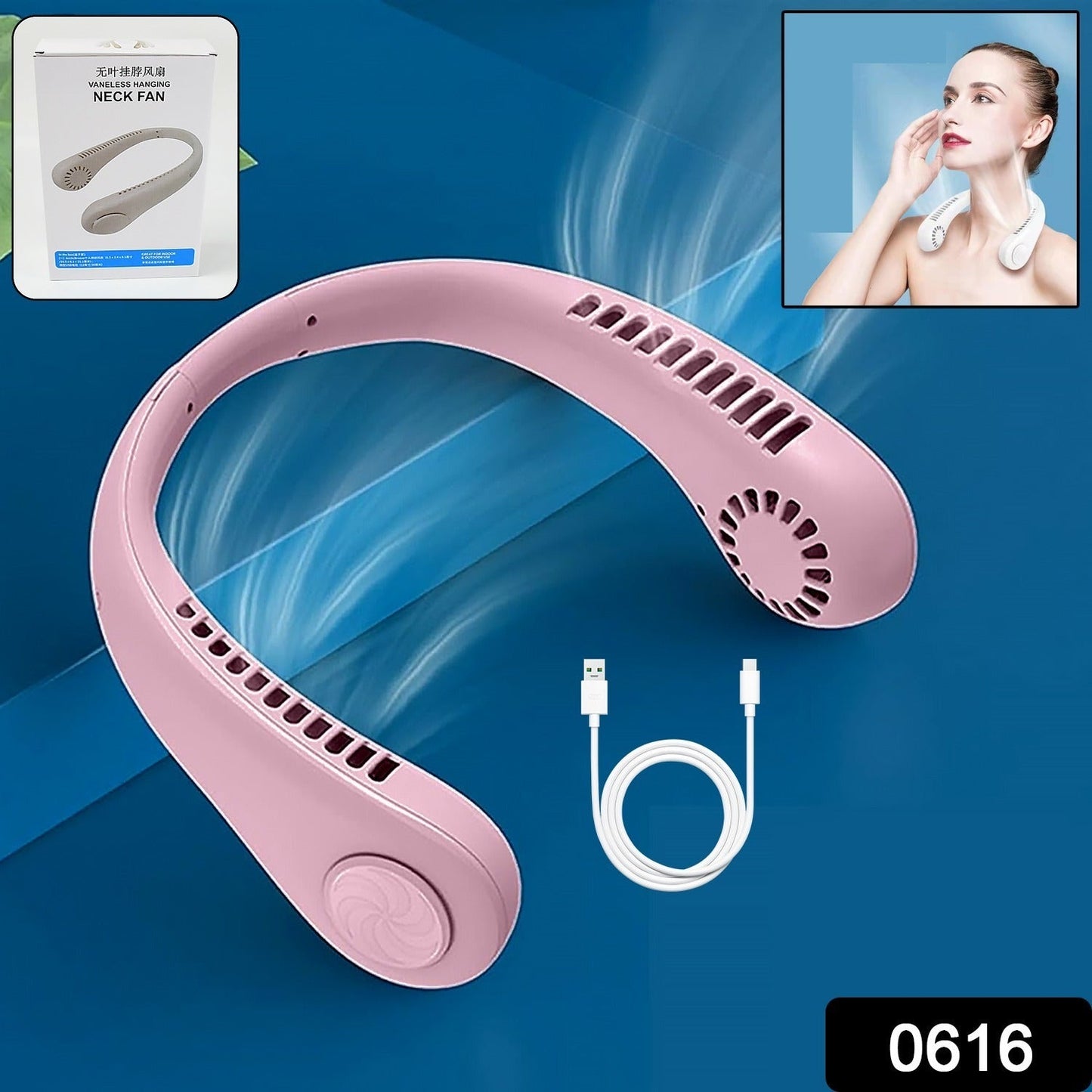 Stylish headphone-style portable neck fan lightweight design