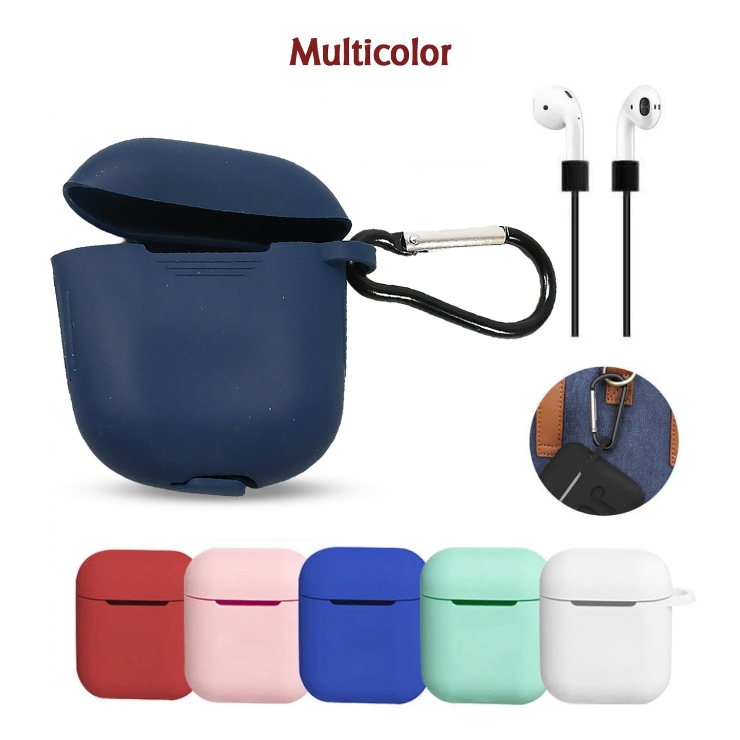 Shockproof silicone cover fitting AirPods with easy button access