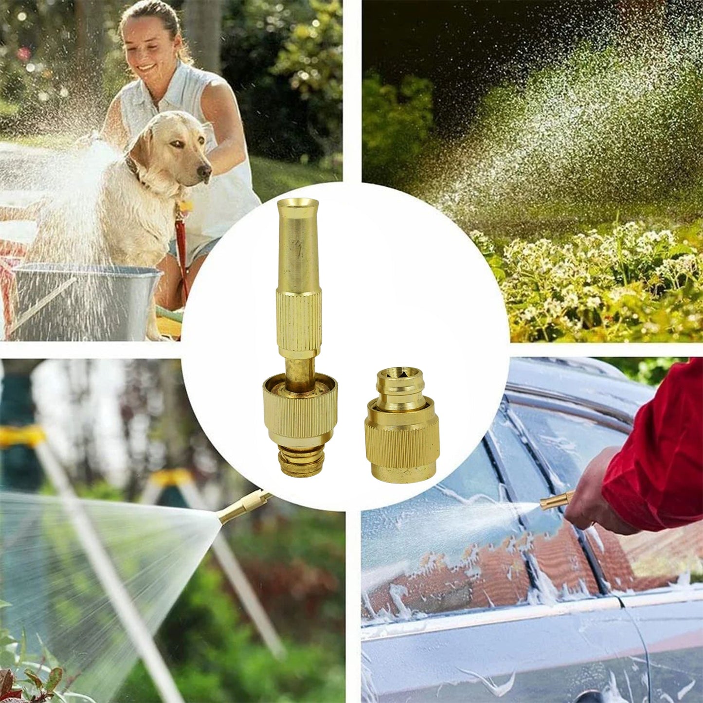 Adjustable water spray nozzle brass construction with ergonomic grip