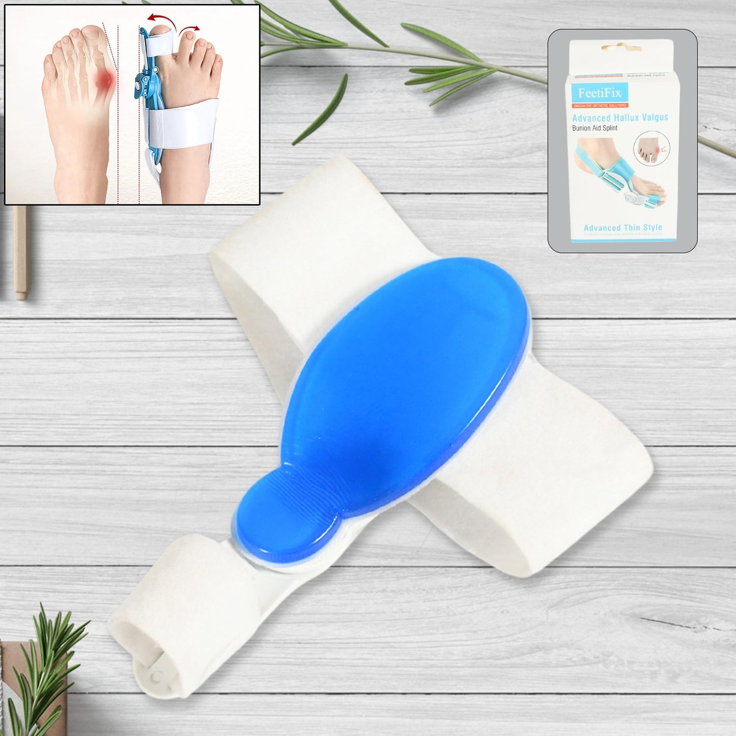 Adjustable bunion support splint with velcro strap for comfort