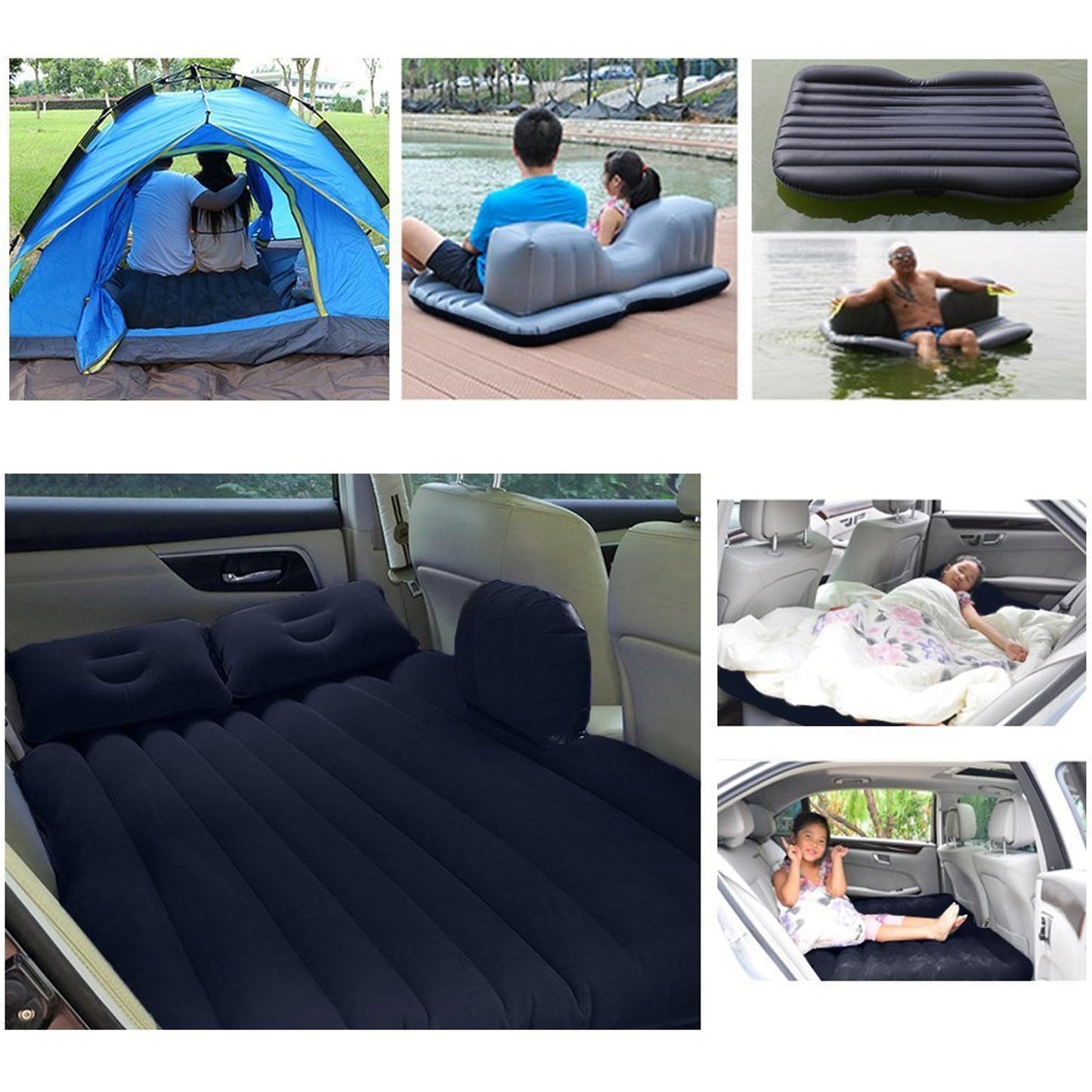 Eco-friendly foldable car bed made with soft flocked fabric