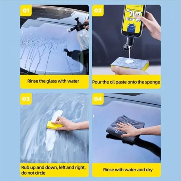oil film remover for car windshield, crystal clear car glass cleaner Fezora, Fezora windshield oil stain remover, 100ml car glass polish for clear view, Fezora car glass cleaning solution, windshield cleaner for oil film and grime, Fezora oil film remover for car glass, car windshield cleaning liquid Fezora brand, streak-free car glass cleaner 100ml