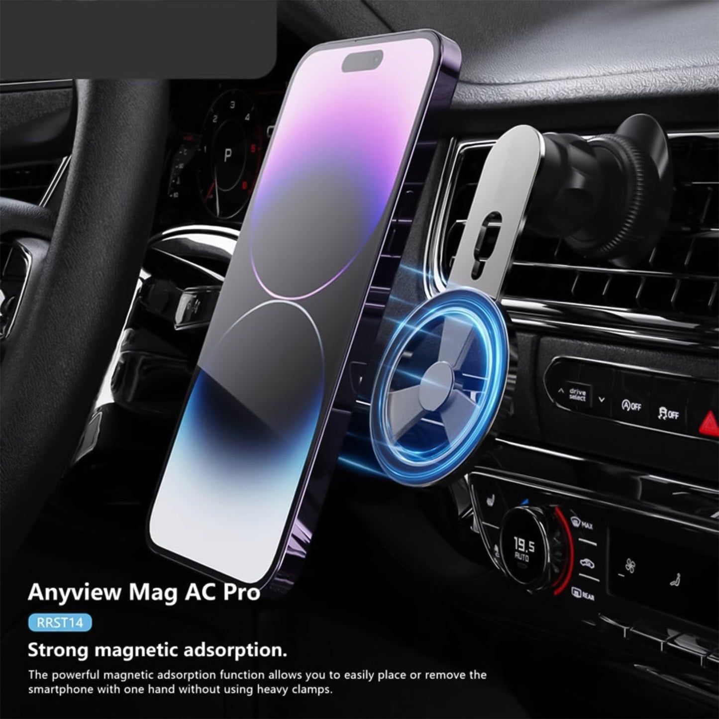 Magnetic Phone Holder with 360° Rotation for Car Vent, Foldable adjustable magnetic phone holder for car ventilation grid