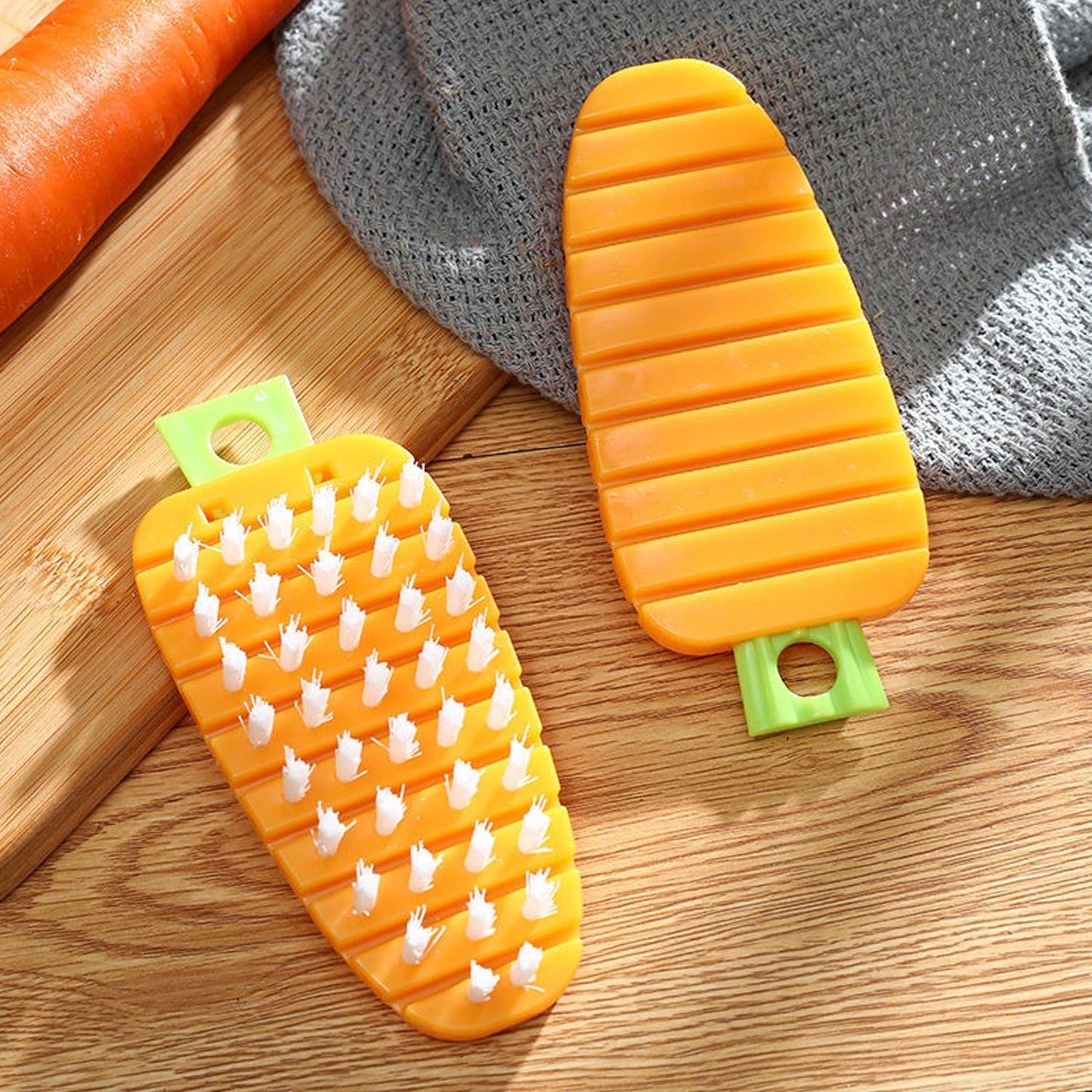 Flexible potato scrubber brush designed for deep cleaning