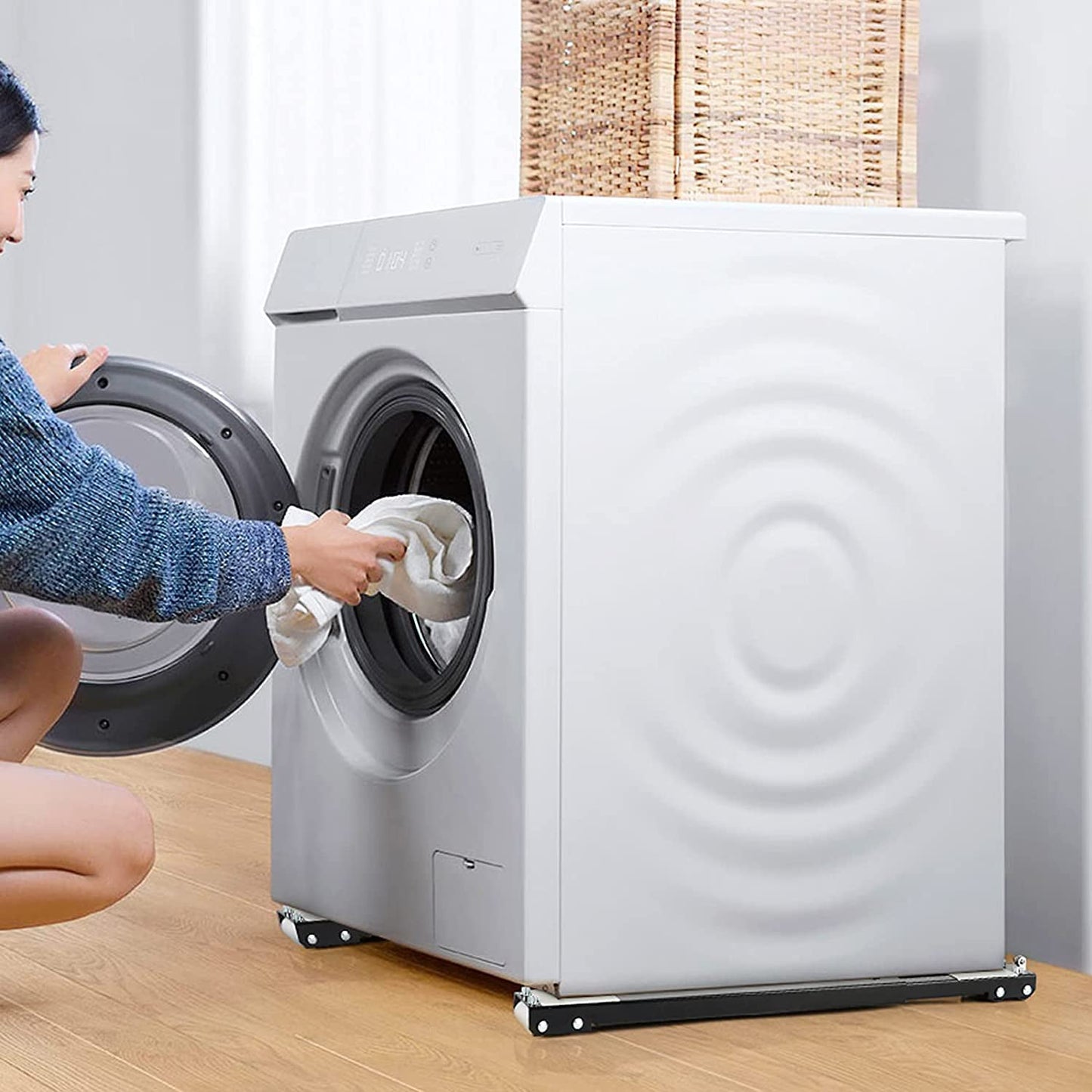 Castor wheels base lifting refrigerator for ventilation and cleaning