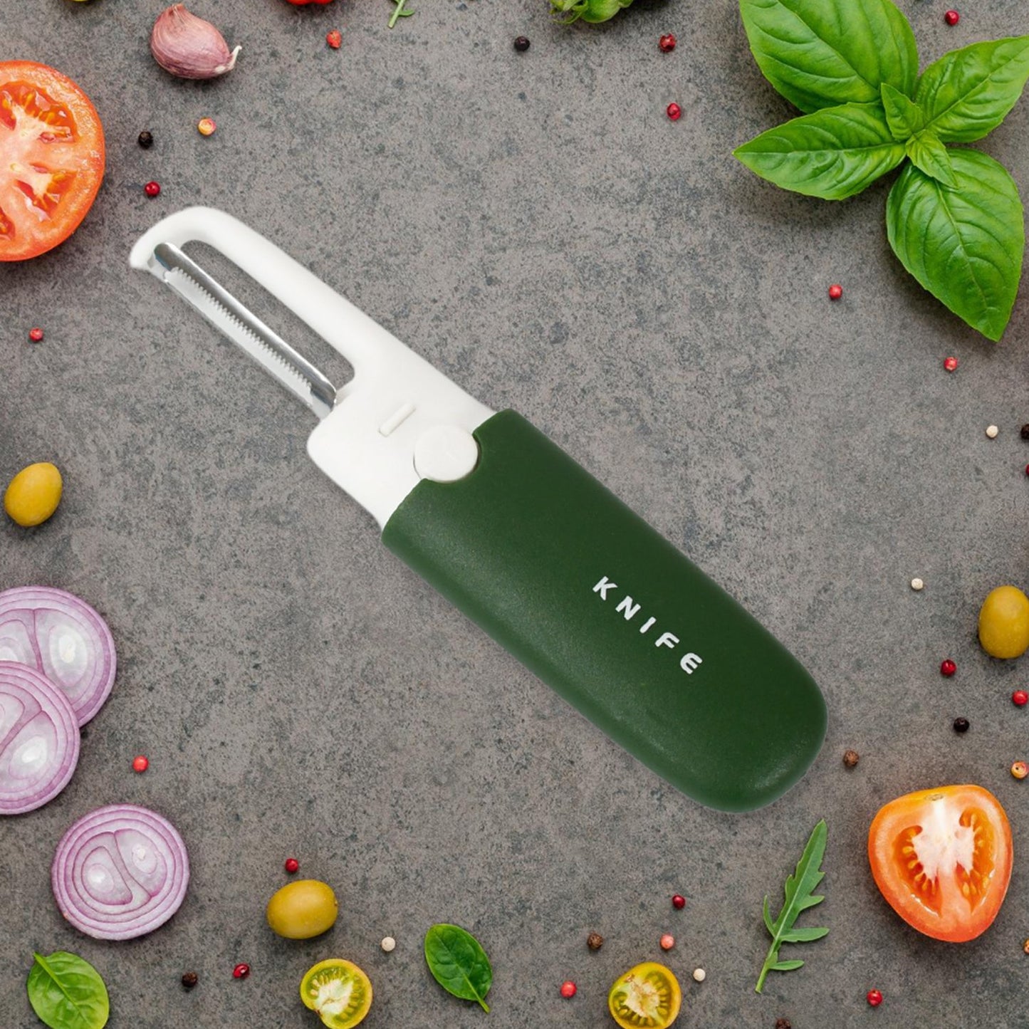 Compact 2-in-1 folding fruit knife and sawtooth peeler for kitchen and travel
