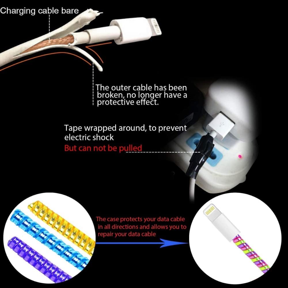 Flexible coil cable protector guard metallic wrap cord saver