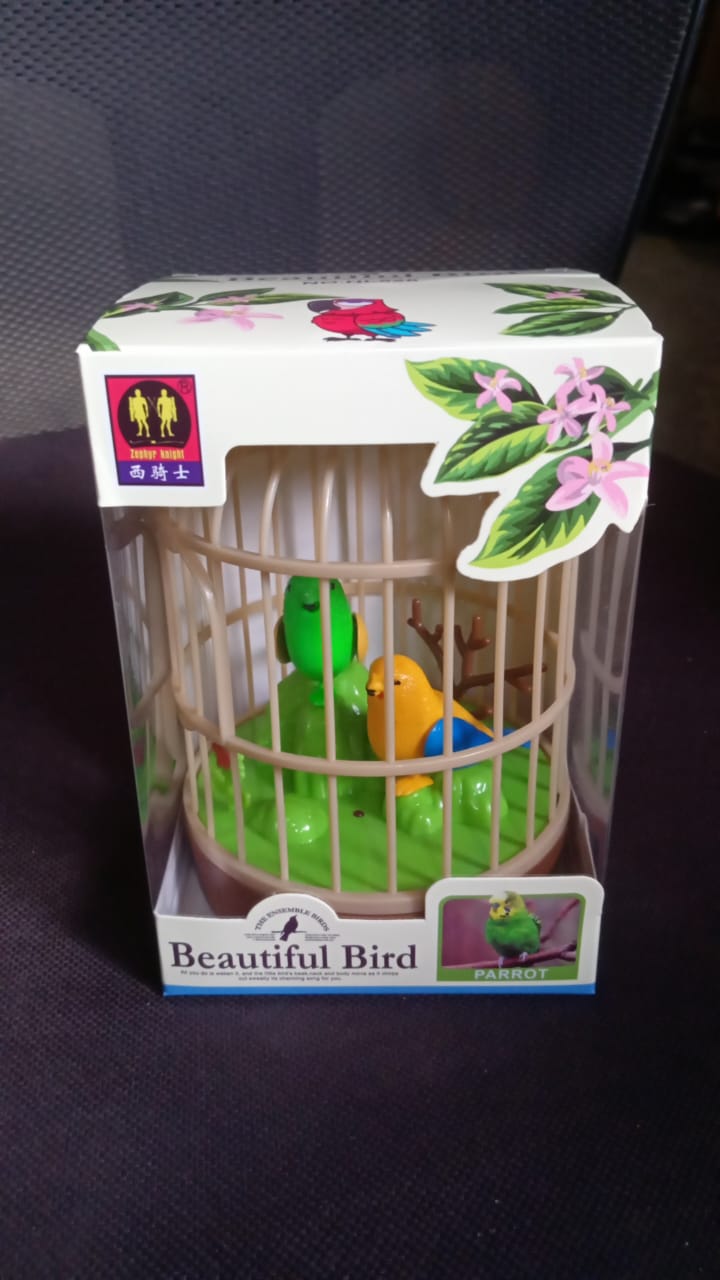 Musical bird cage toy sensor bird with LED and movement