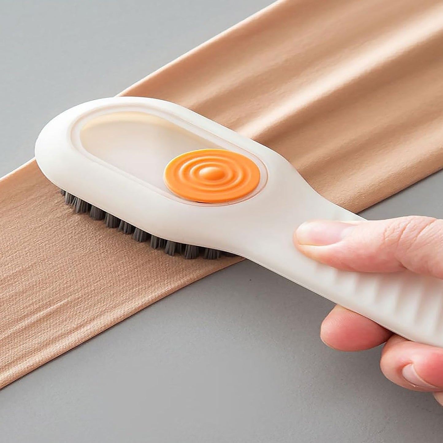 Soap dispenser brush with non-slip ergonomic handle design