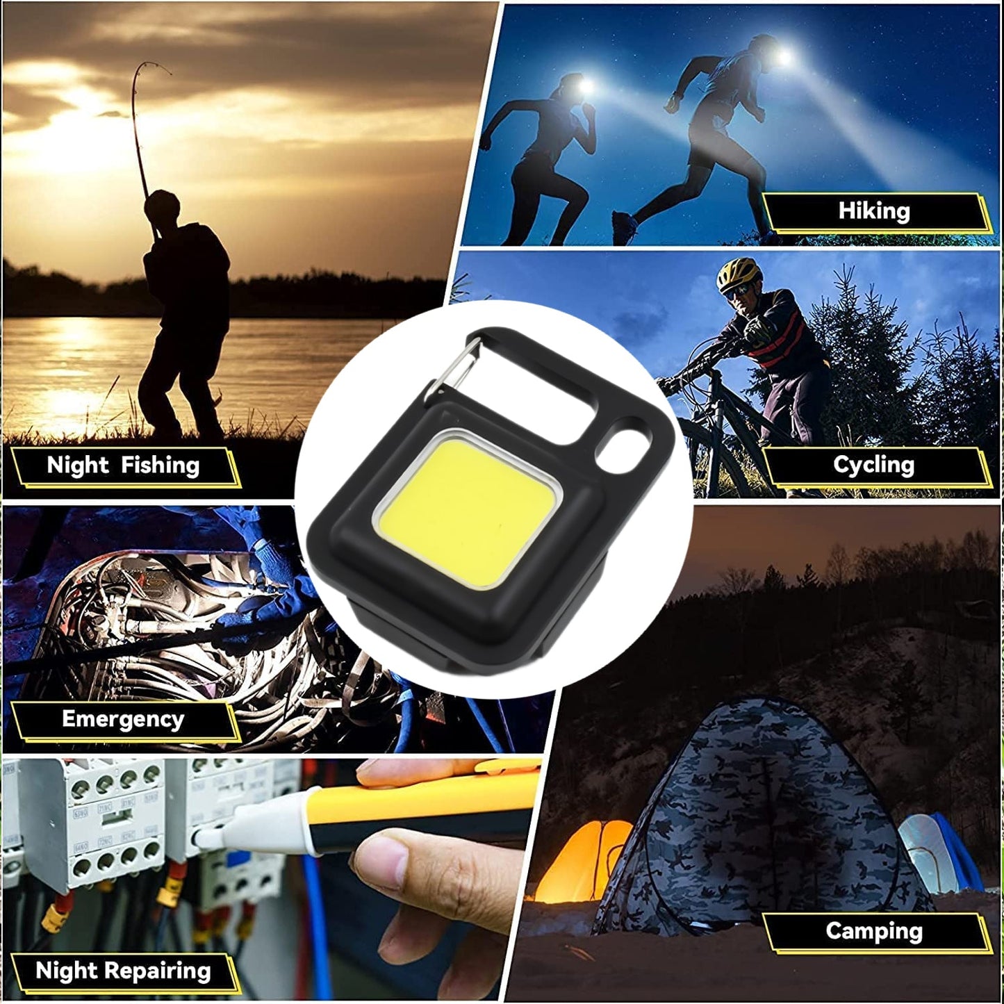 Battery operated waterproof keychain flashlight with bottle opener for night fishing, hiking, cycling, emergency, night repairing and camping