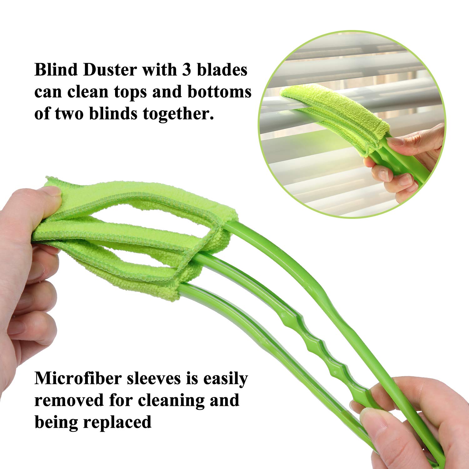 Window shutter blind duster with removable, reusable cleaning cloth