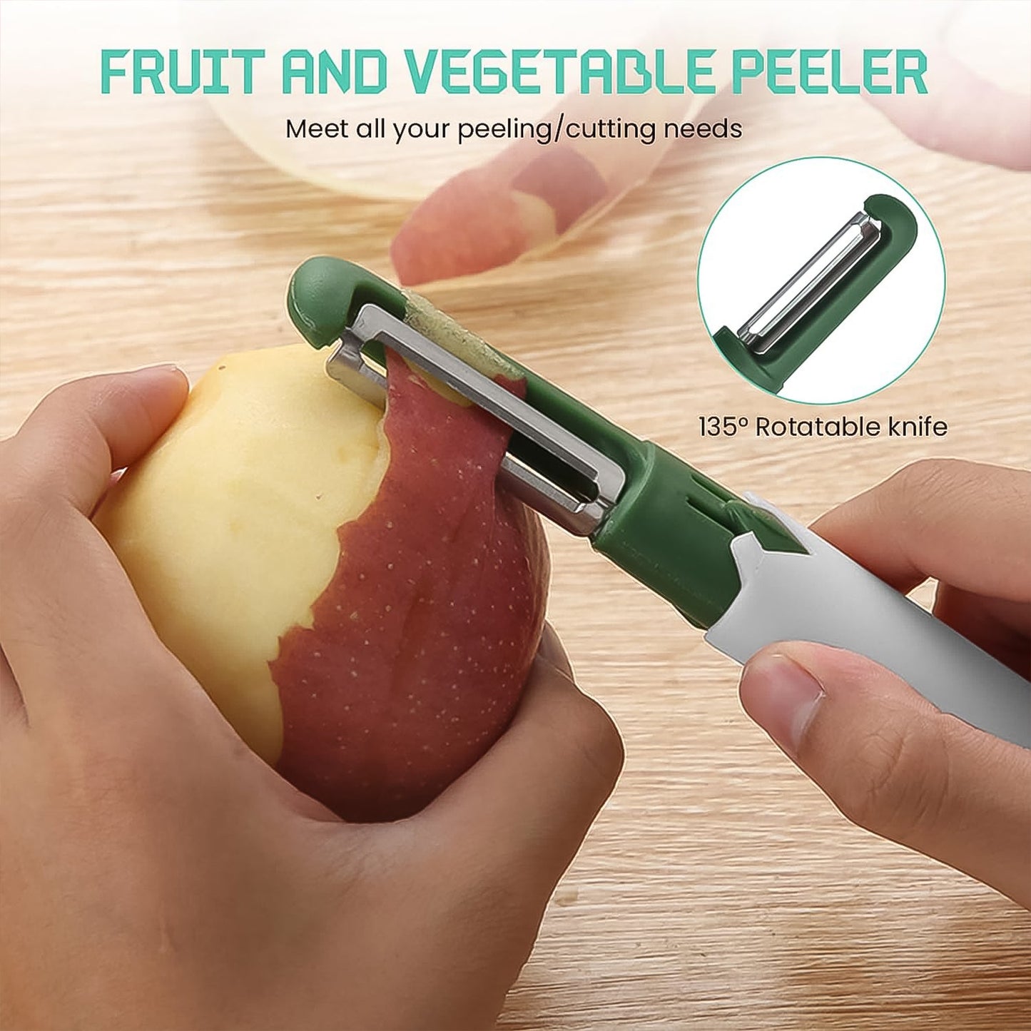 Sharp ceramic fruit peeler knife for peeling apples, carrots, and potatoes