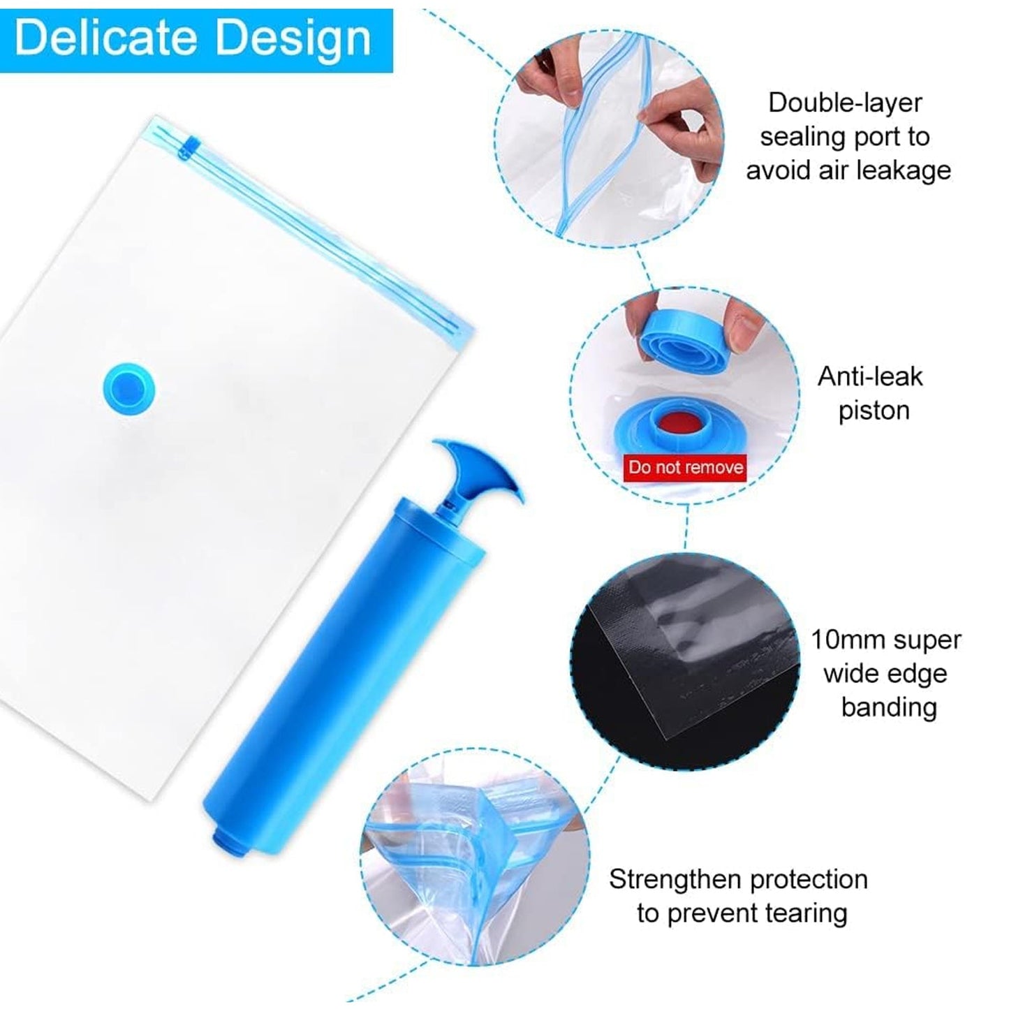 Multi-size vacuum compression bags ideal for home and travel