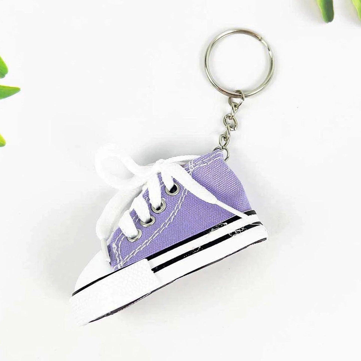 High-Top Basketball Shoe Keychain, Durable canvas mini shoe keychain with metal chain