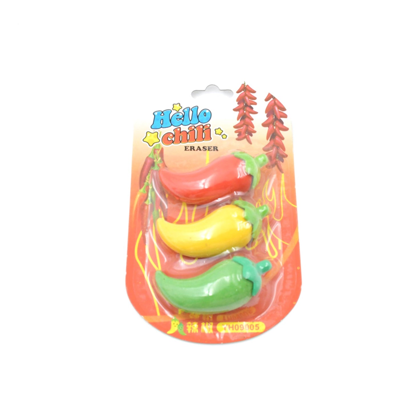 Non-smudge chili eraser for kids, safe edges and vivid design make homework time playful and neat