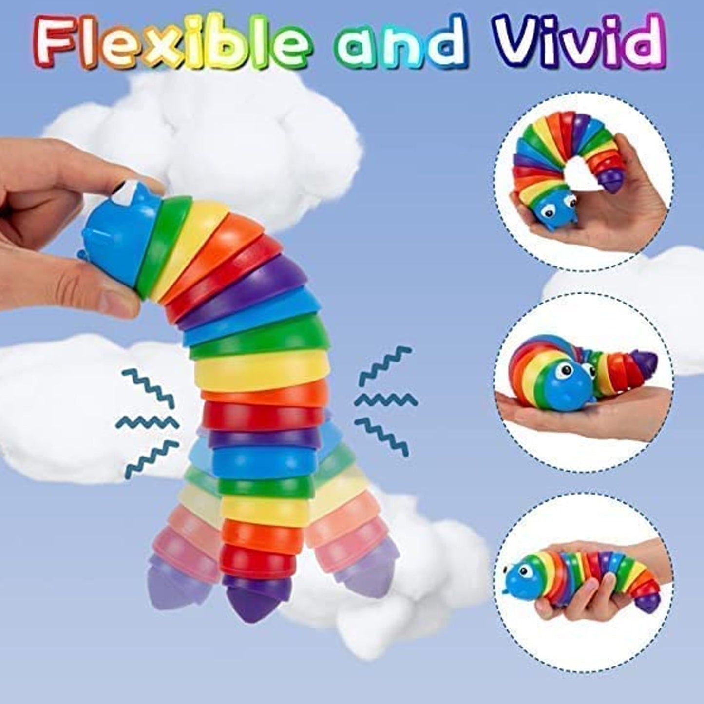 Rainbow slug toy gift for kids toddlers and adults