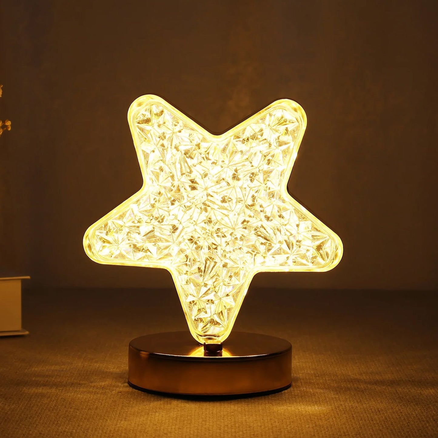 USB rechargeable cordless crystal lamp with touch control in living room