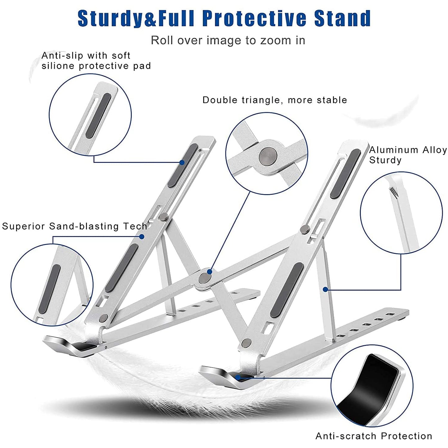 Adjustable laptop riser with ventilated platform for cooling