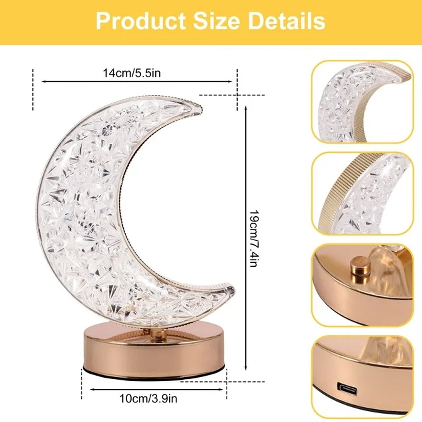 Romantic night light with elegant crystal design for bedroom use