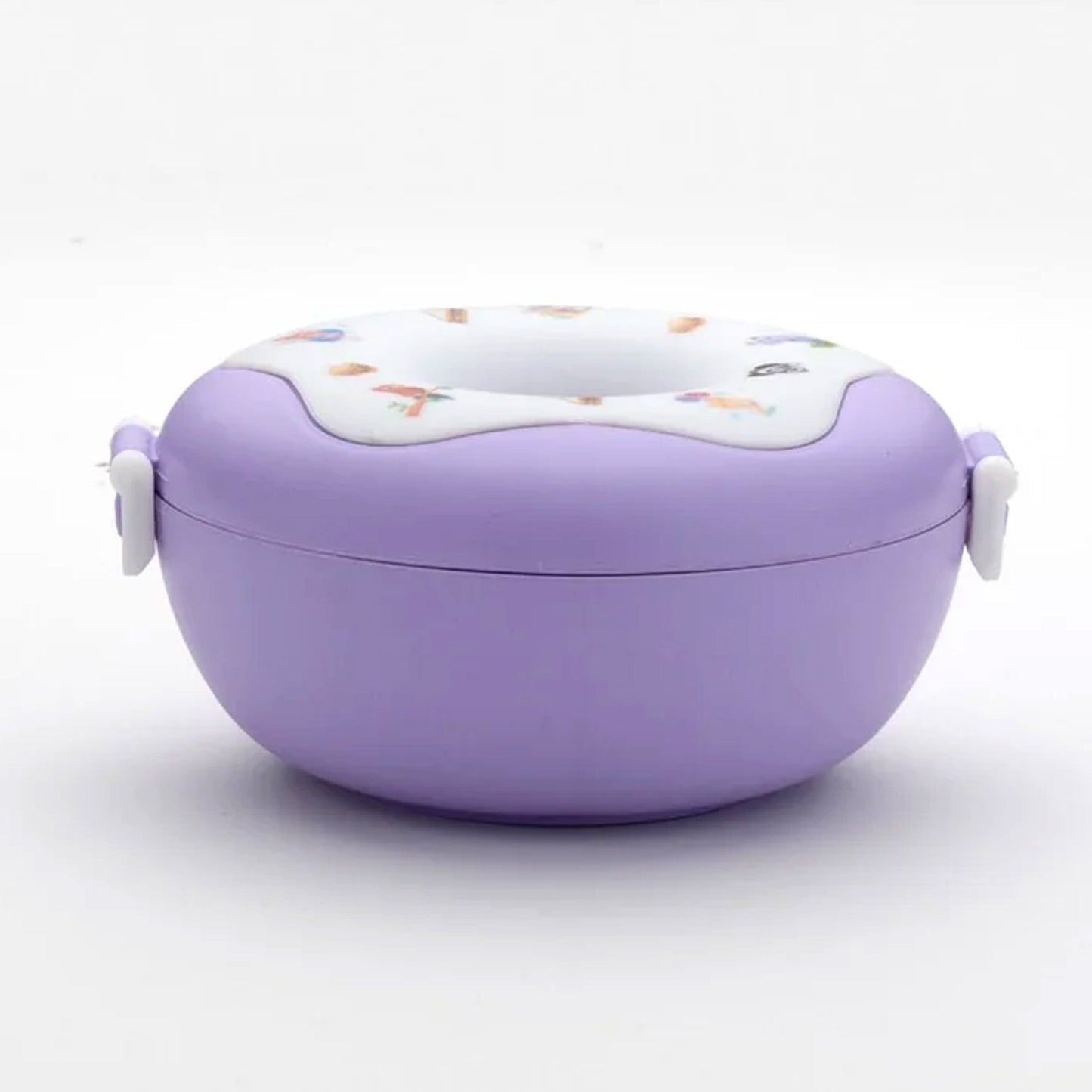 Triple Compartment Donut-Shaped Insulated Lunch Box, Kids colorful donut shape food box insulated reusable container