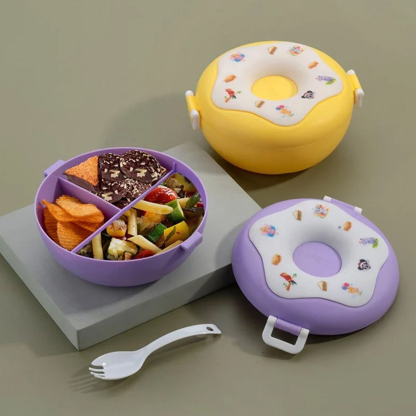 Cute donut lunch container travel friendly insulated kids lunchbox
