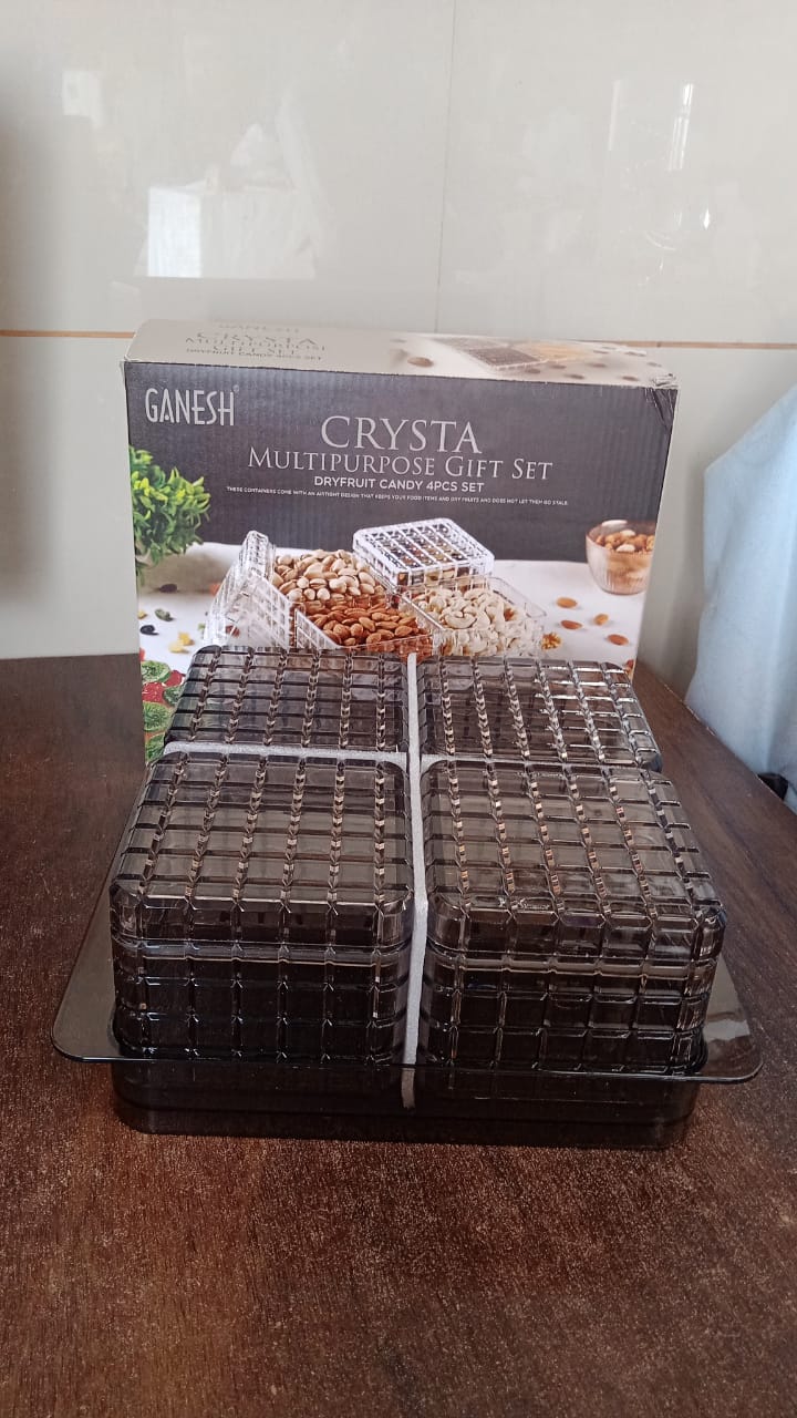 Multipurpose Ganesh dry fruit container and serving tray set