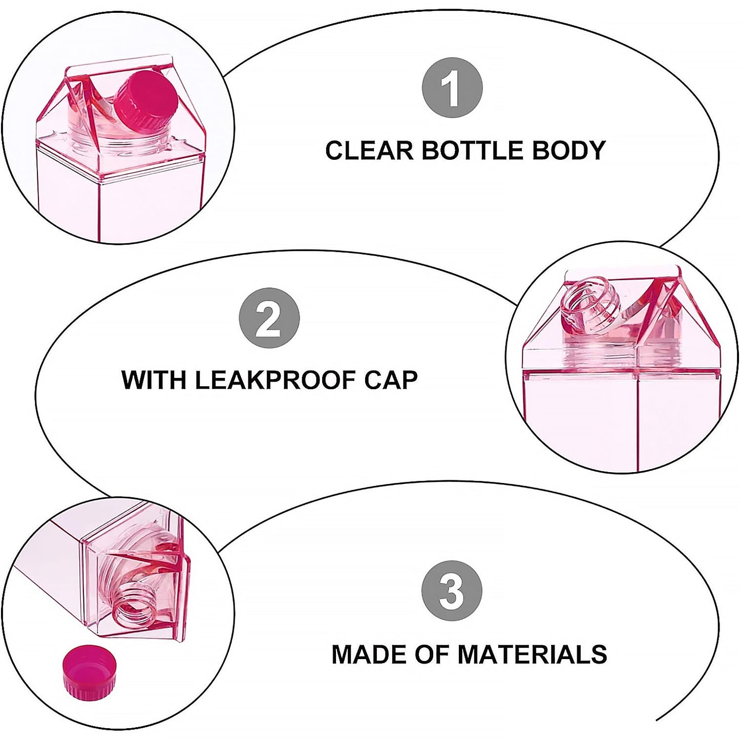 Square plastic bottle with leakproof cap for active lifestyles