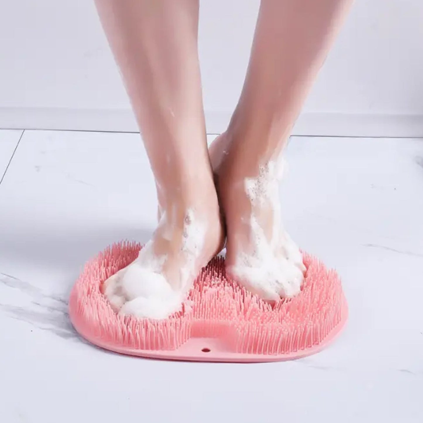 Soft silicone scrubber mat for foot and back exfoliation