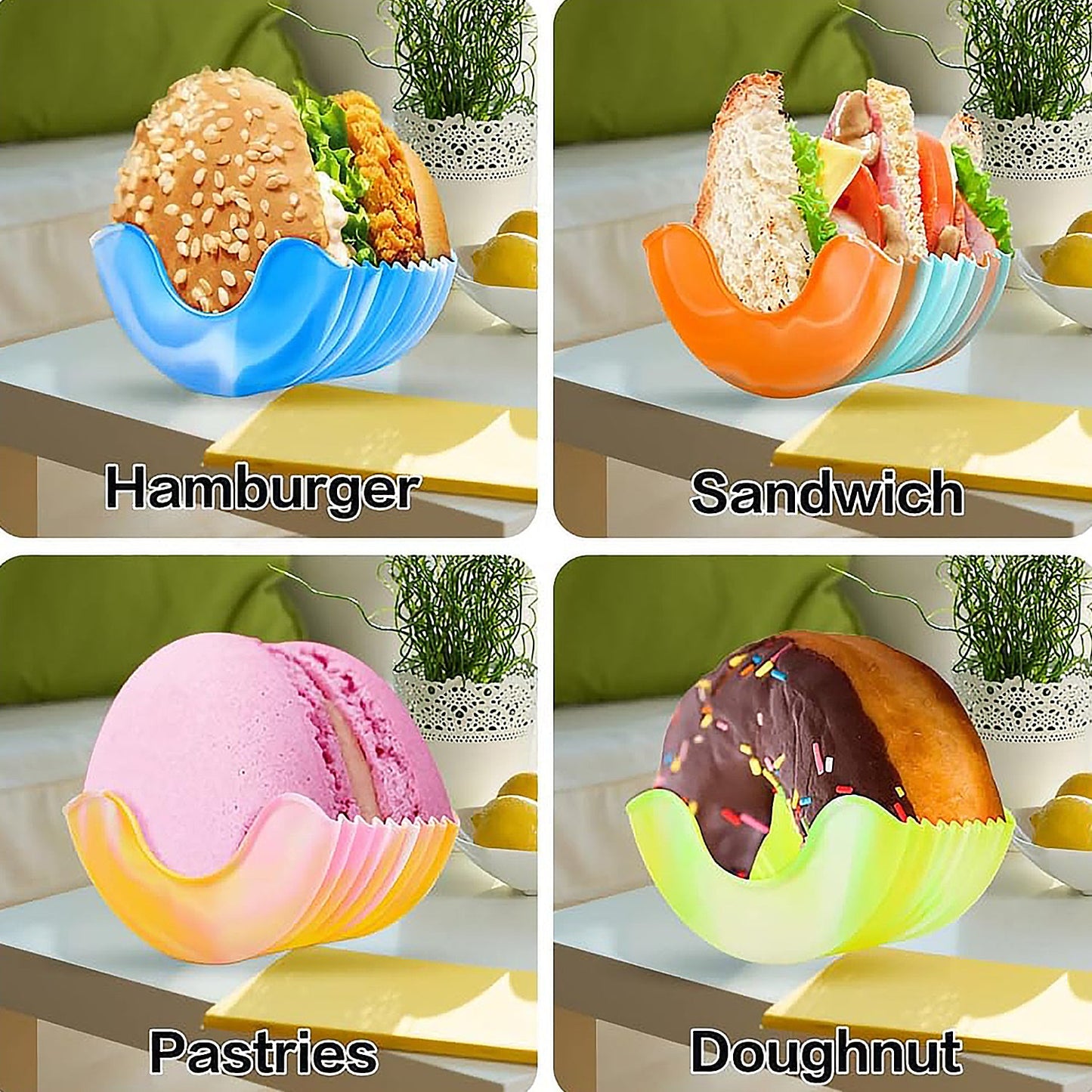 Snack rack silicone burger shell adjustable size dining tool